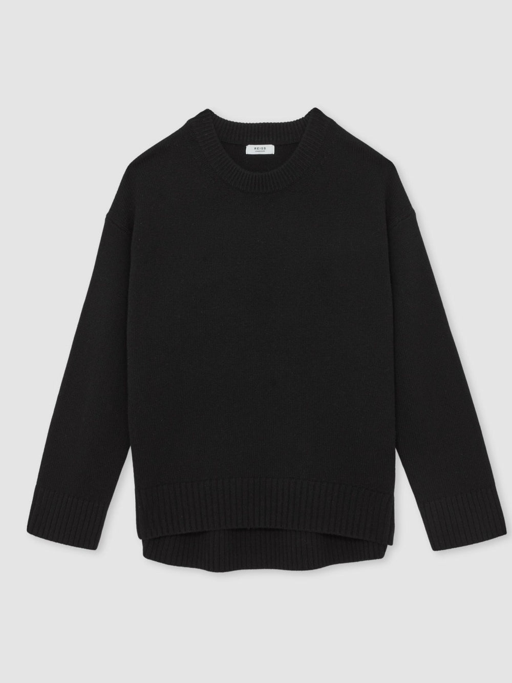 Women Wool-Cashmere Crew-Neck Jumper in Black
