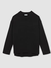 Women Wool-Cashmere Crew-Neck Jumper in Black