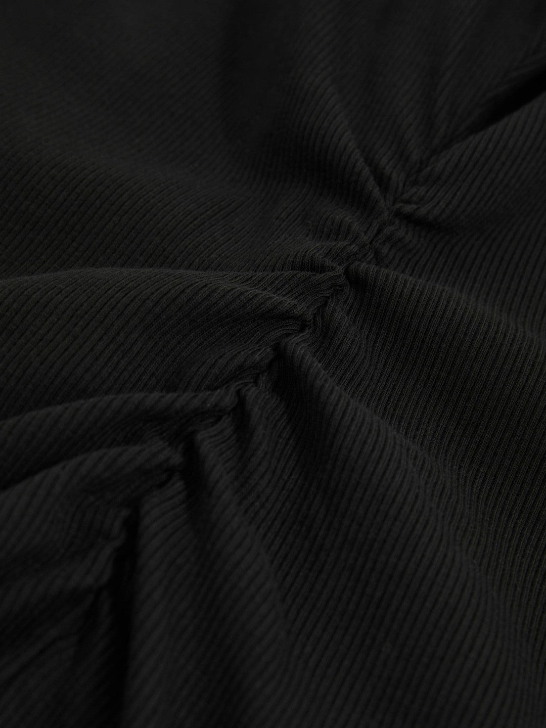 Women Stretch-Cotton Ribbed Asymmetric Vest in Black
