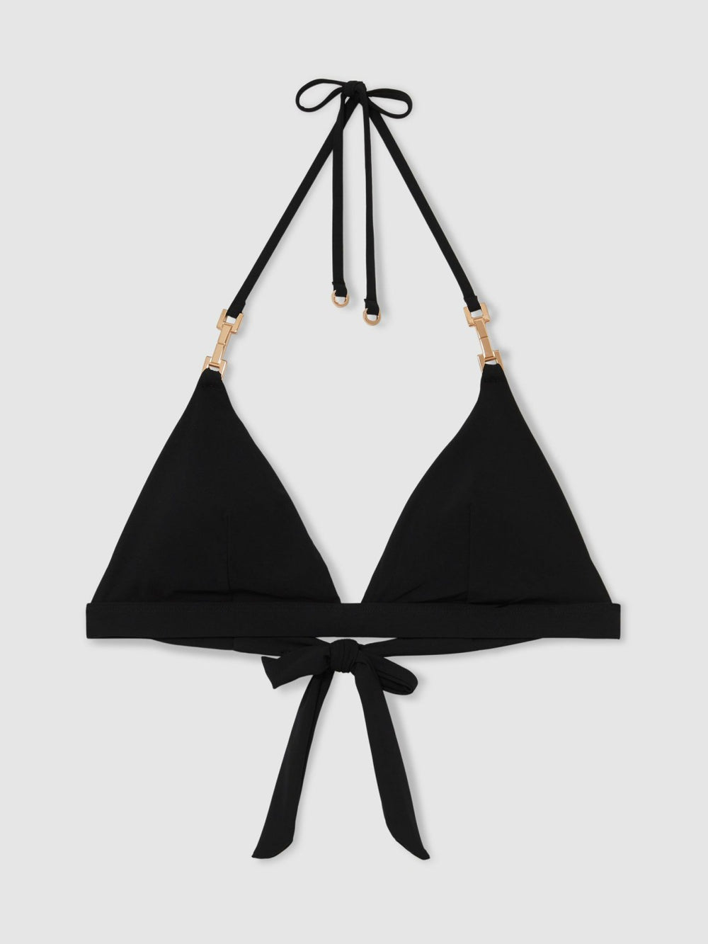 Women Triangle Halter Neck Bikini Top in Black