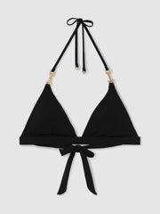 Women Triangle Halter Neck Bikini Top in Black
