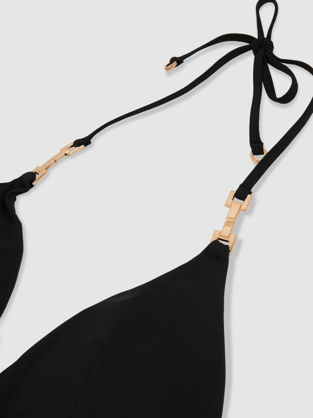 Women Triangle Halter Neck Bikini Top in Black