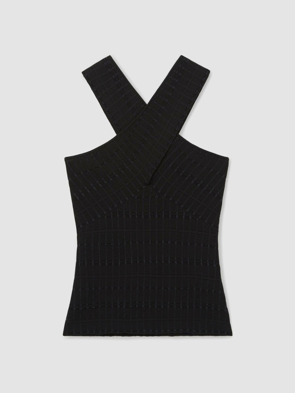 Women Cross Neck Textured Top in Black