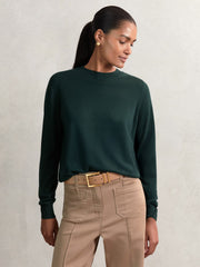 Women Merino Wool Crew-Neck Jumper in Green