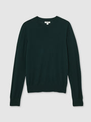 Women Merino Wool Crew-Neck Jumper in Green