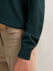 Women Merino Wool Crew-Neck Jumper in Green