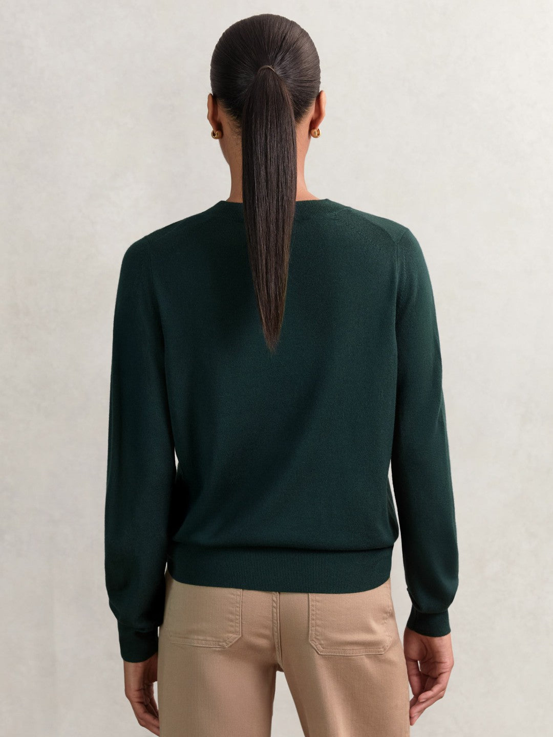 Women Merino Wool Crew-Neck Jumper in Green
