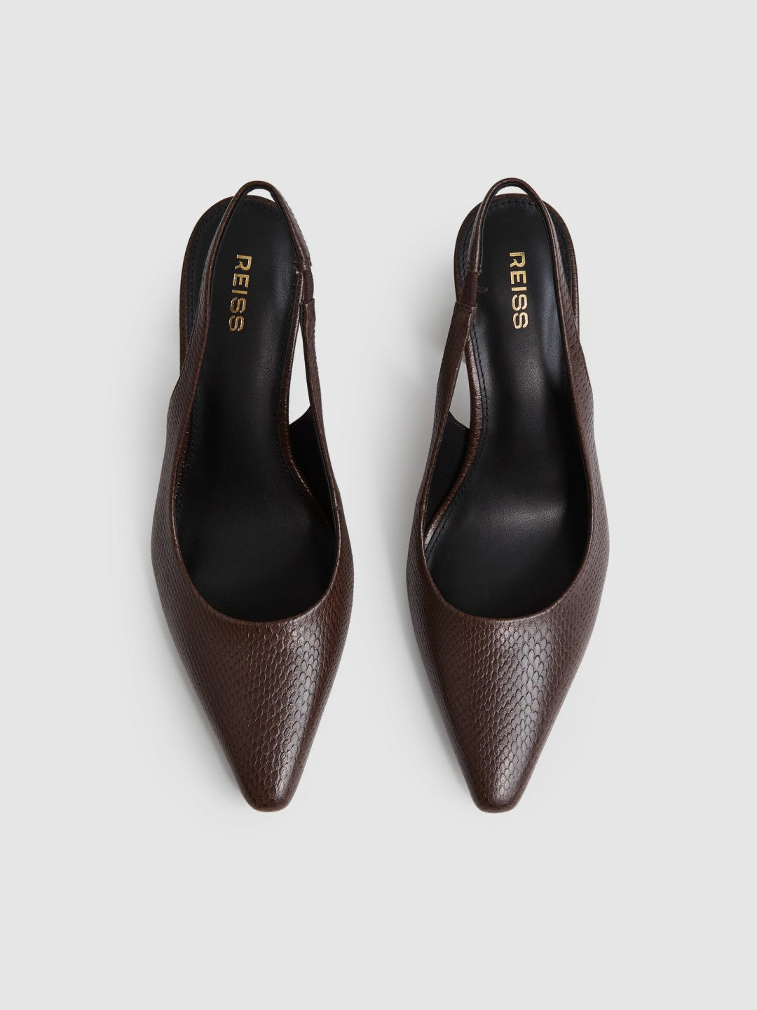 Women Leather Slingback Court Shoes in Chocolate
