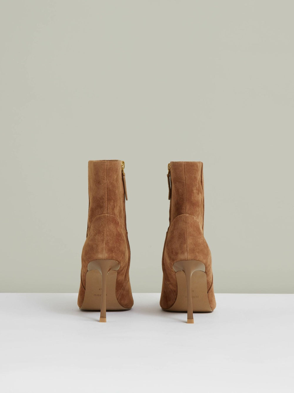 Women Suede High Heeled Ankle Boots in Tan
