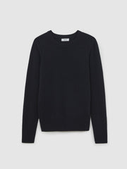 Women Wool-Blend Open-Stitch Jumper with Cashmere in Navy