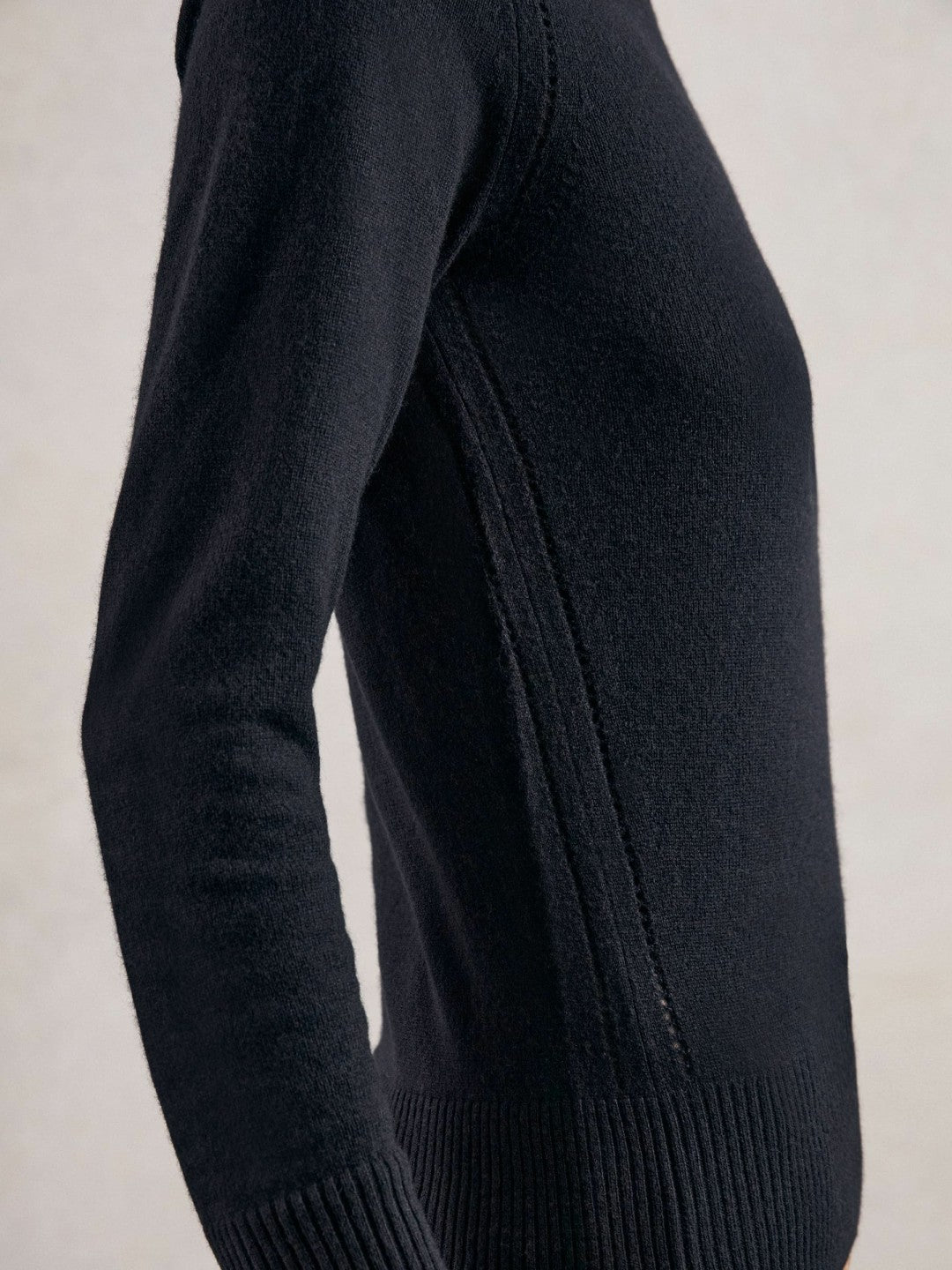 Women Wool-Blend Open-Stitch Jumper with Cashmere in Navy
