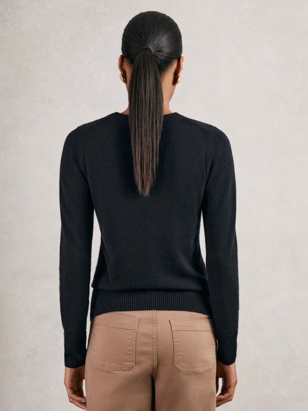 Women Wool-Blend Open-Stitch Jumper with Cashmere in Navy