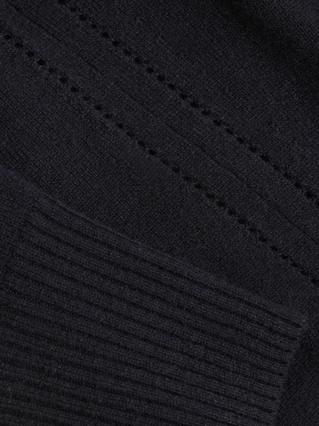 Women Wool-Blend Open-Stitch Jumper with Cashmere in Navy