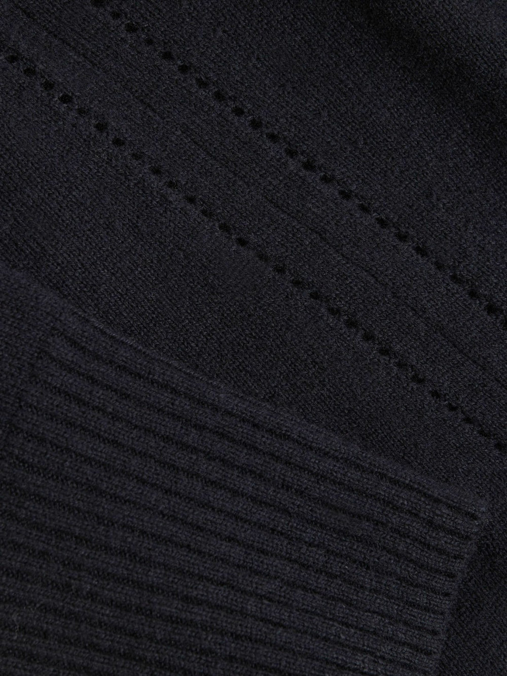 Women Wool-Blend Open-Stitch Jumper with Cashmere in Navy
