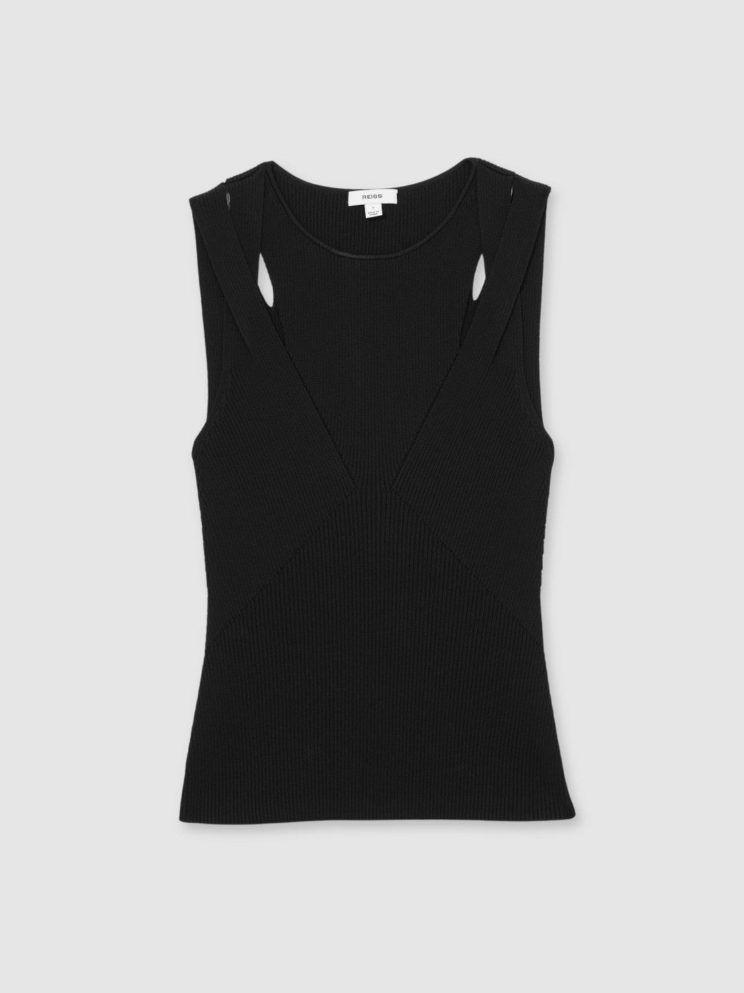 Women Cut-Out Rib-Knit Vest in Black
