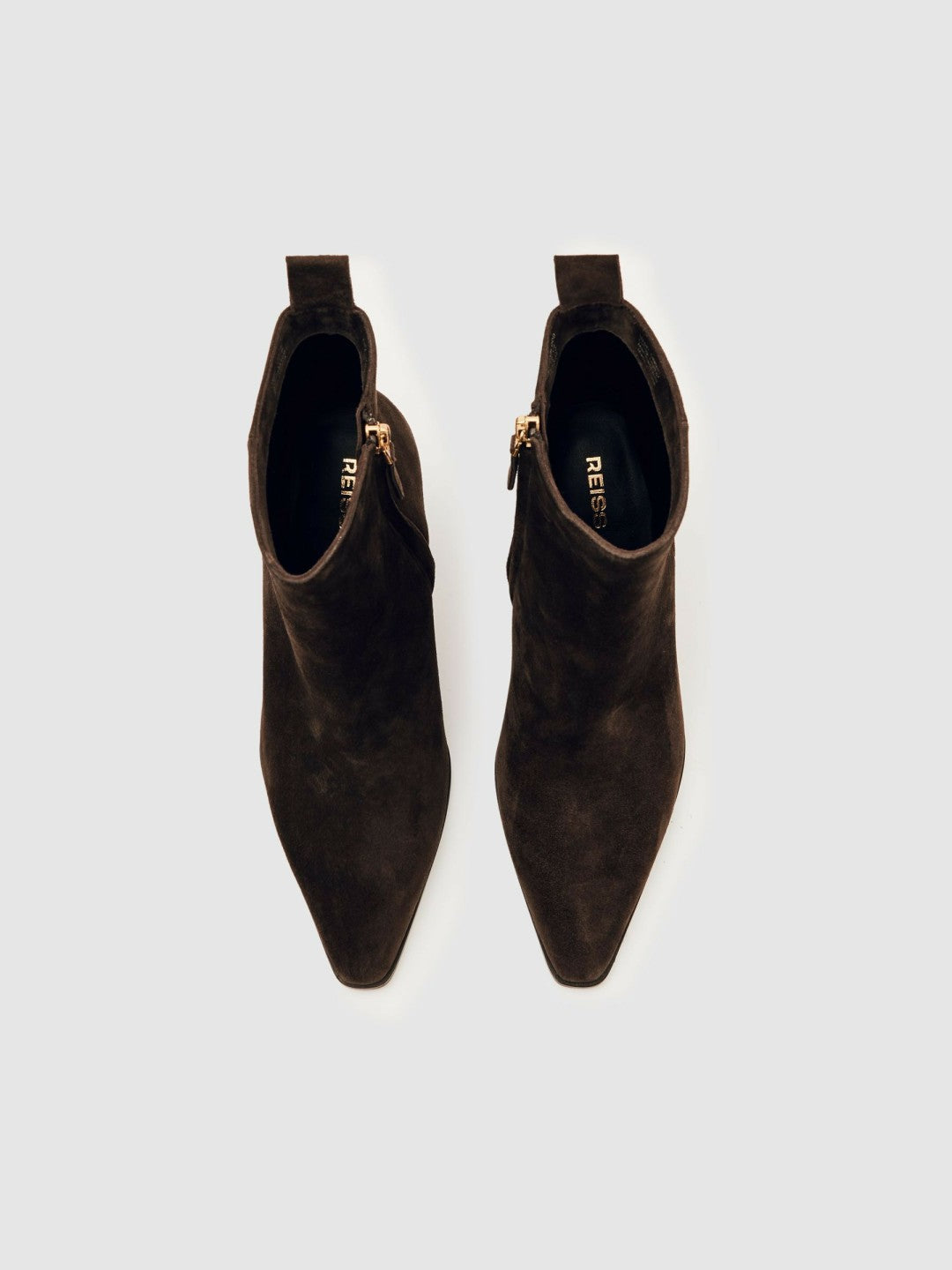 Women Suede Block-Heel Ankle Boots in Chocolate