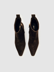 Women Suede Block-Heel Ankle Boots in Chocolate
