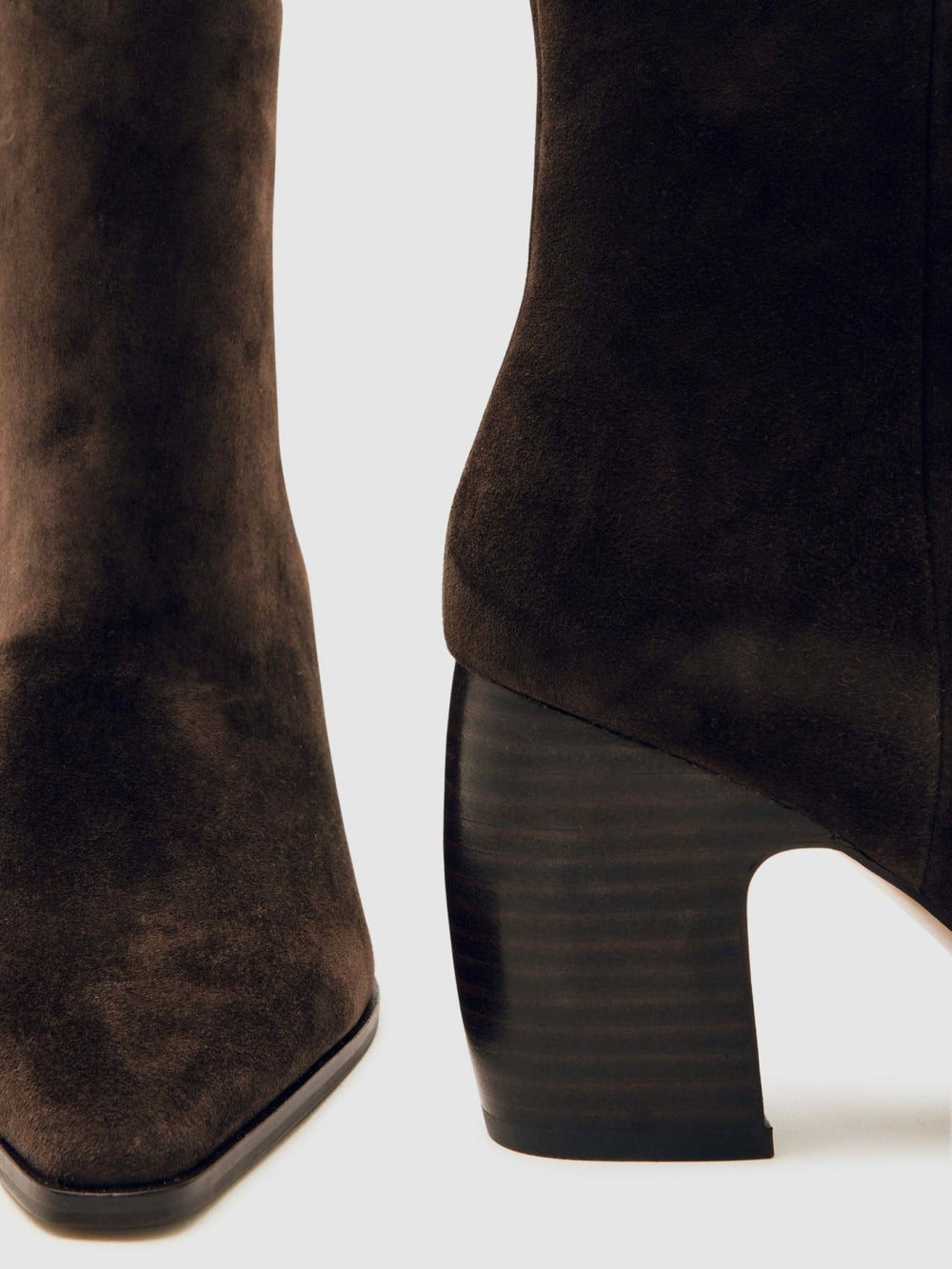 Women Suede Block-Heel Ankle Boots in Chocolate