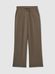 Women Modal-Blend Interlock Wide-Leg Joggers in Khaki Green