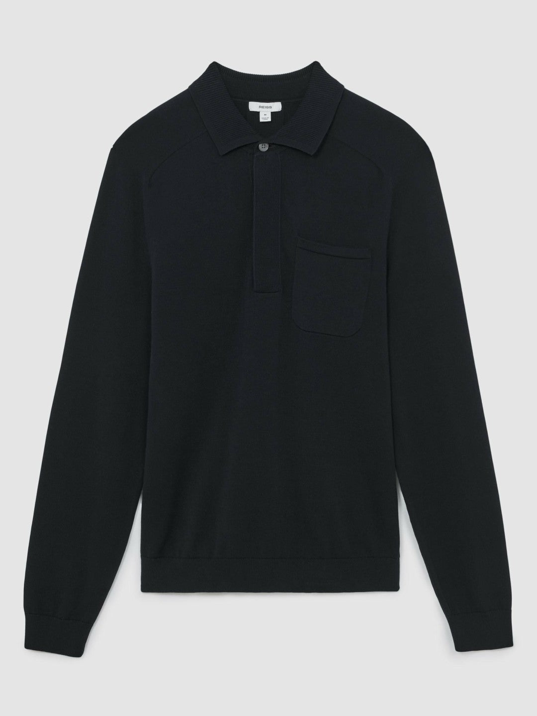 Men Cotton Concealed Placket Polo Shirt in Navy