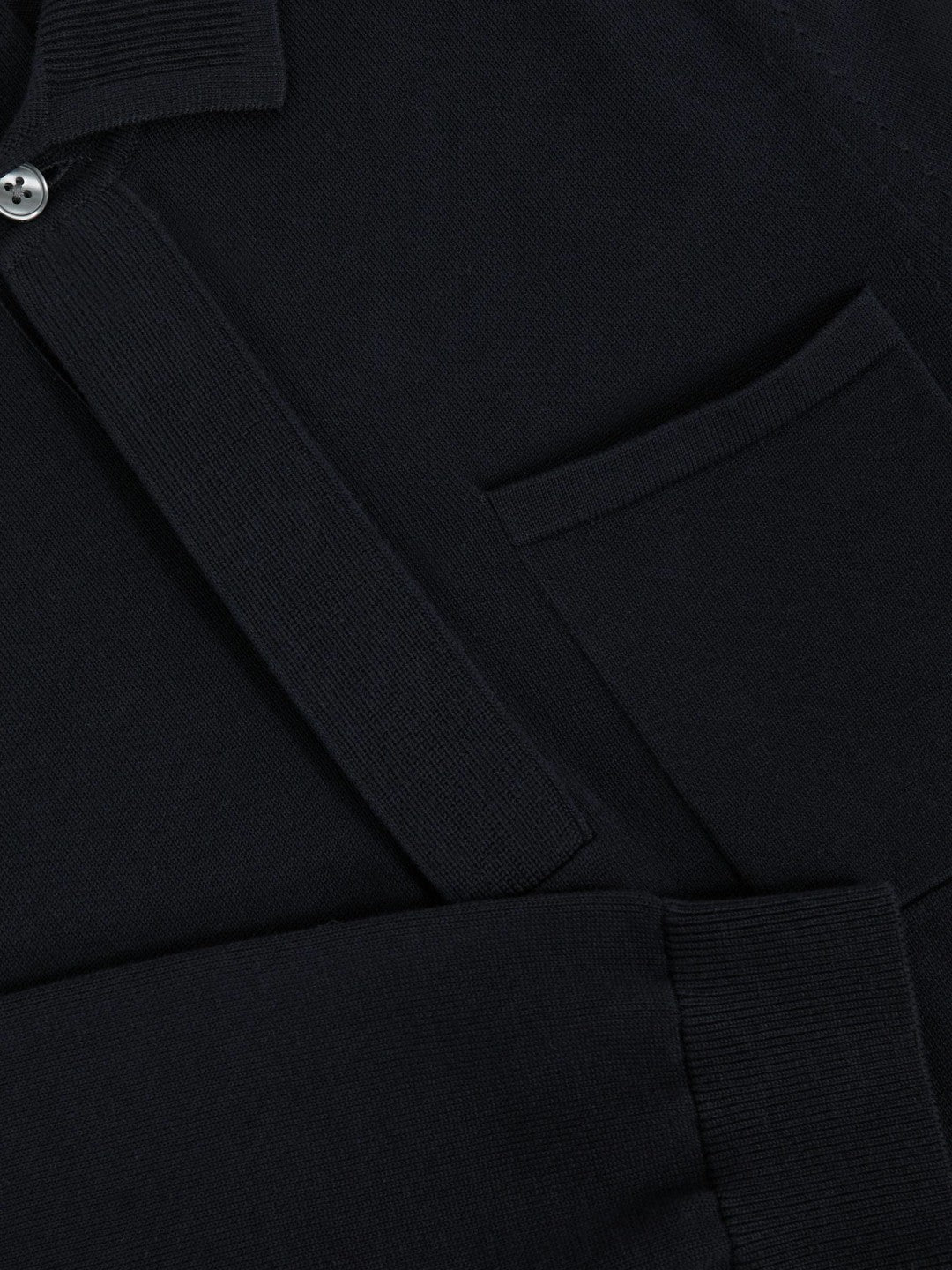 Men Cotton Concealed Placket Polo Shirt in Navy