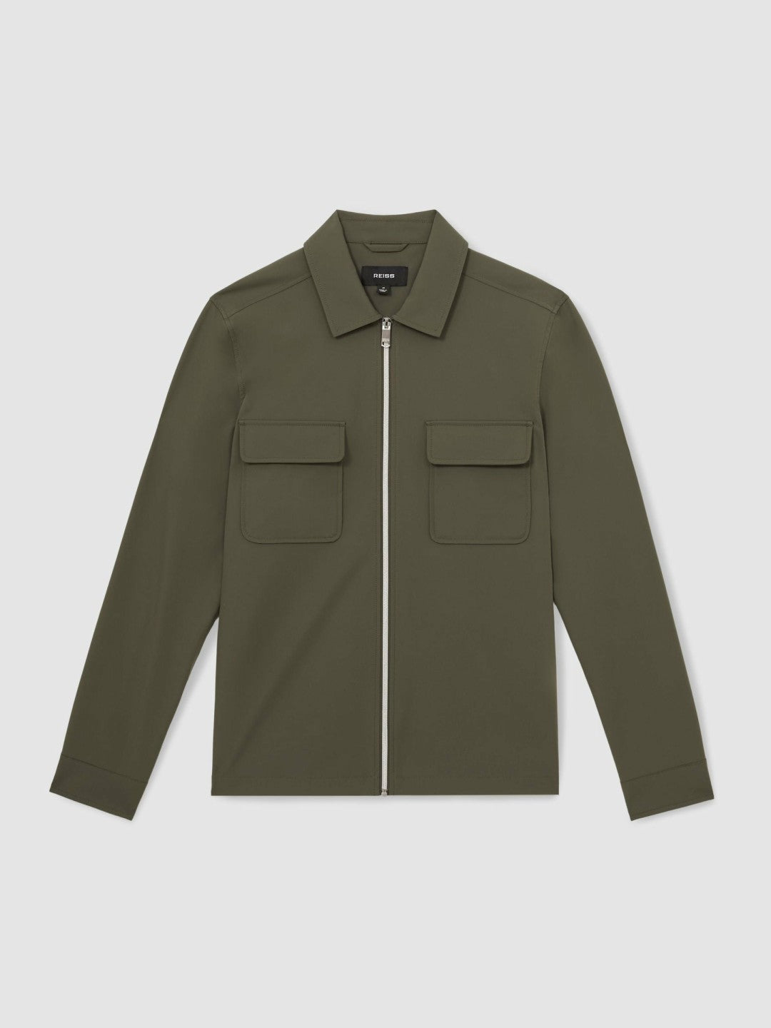 Men Technical Zip-Through Overshirt in Green