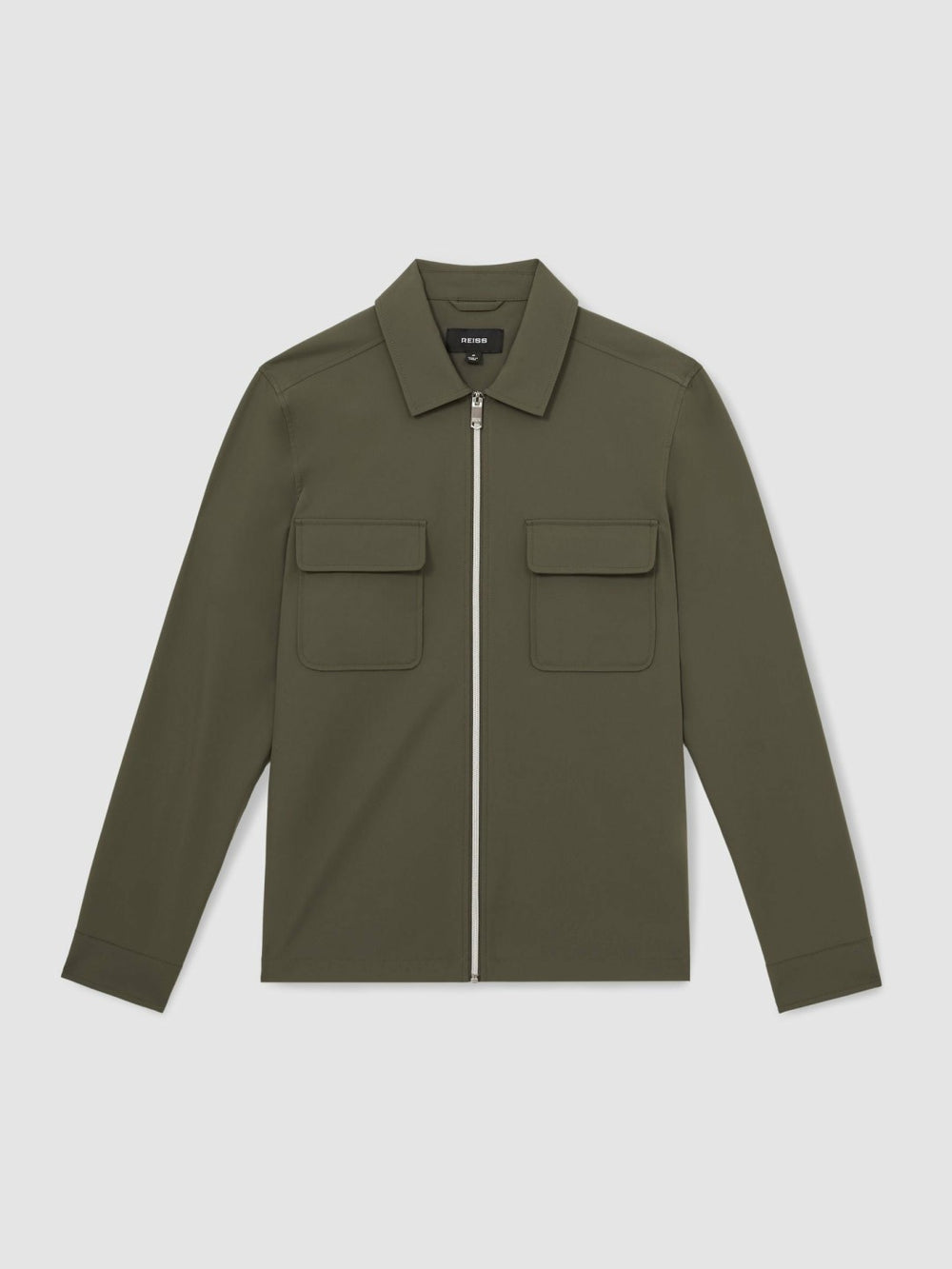 Men Technical Zip-Through Overshirt in Green