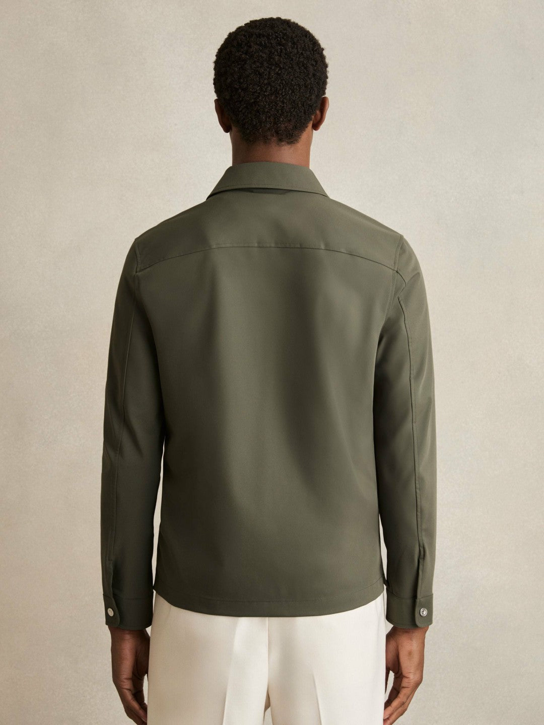Men Technical Zip-Through Overshirt in Green
