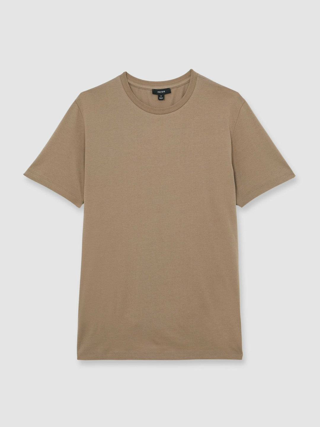 Men Cotton Crew Neck T-Shirt in Light Taupe Brown