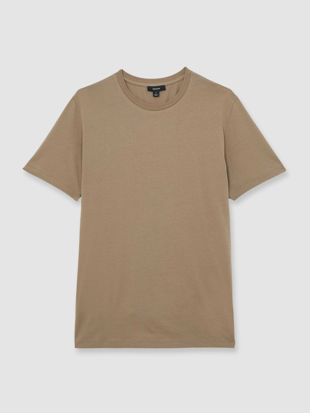 Men Cotton Crew Neck T-Shirt in Light Taupe Brown