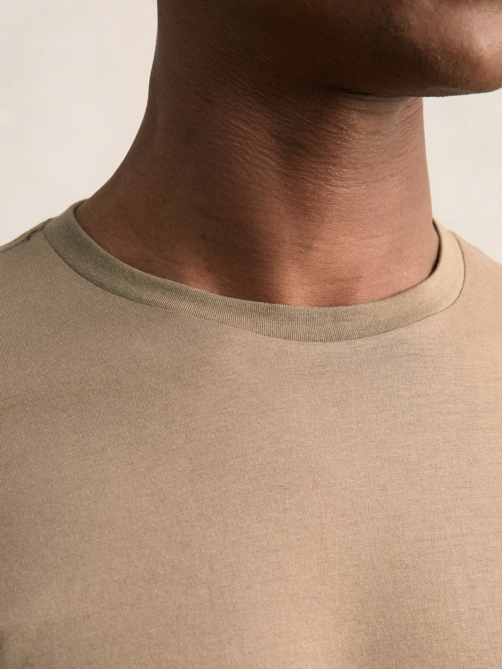 Men Cotton Crew Neck T-Shirt in Light Taupe Brown