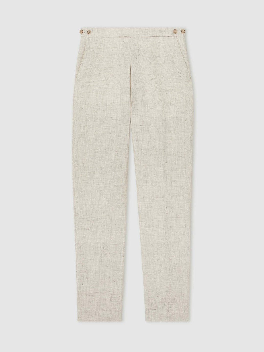 Men Linen-Cotton Slim-Fit Suit Trousers in Stone
