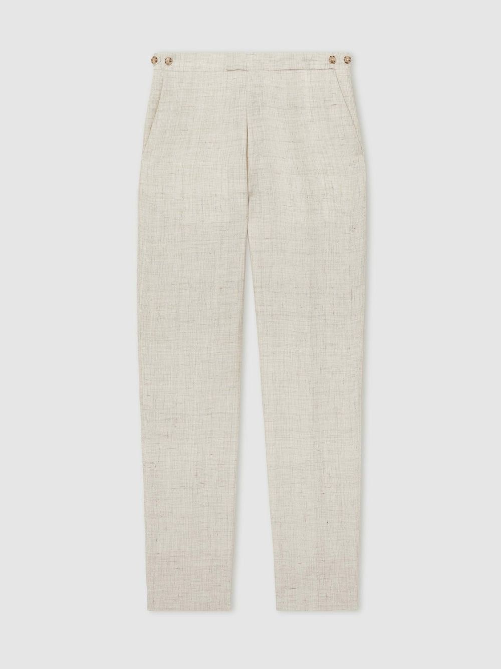 Men Linen-Cotton Slim-Fit Suit Trousers in Stone
