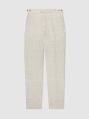 Men Linen-Cotton Slim-Fit Suit Trousers in Stone