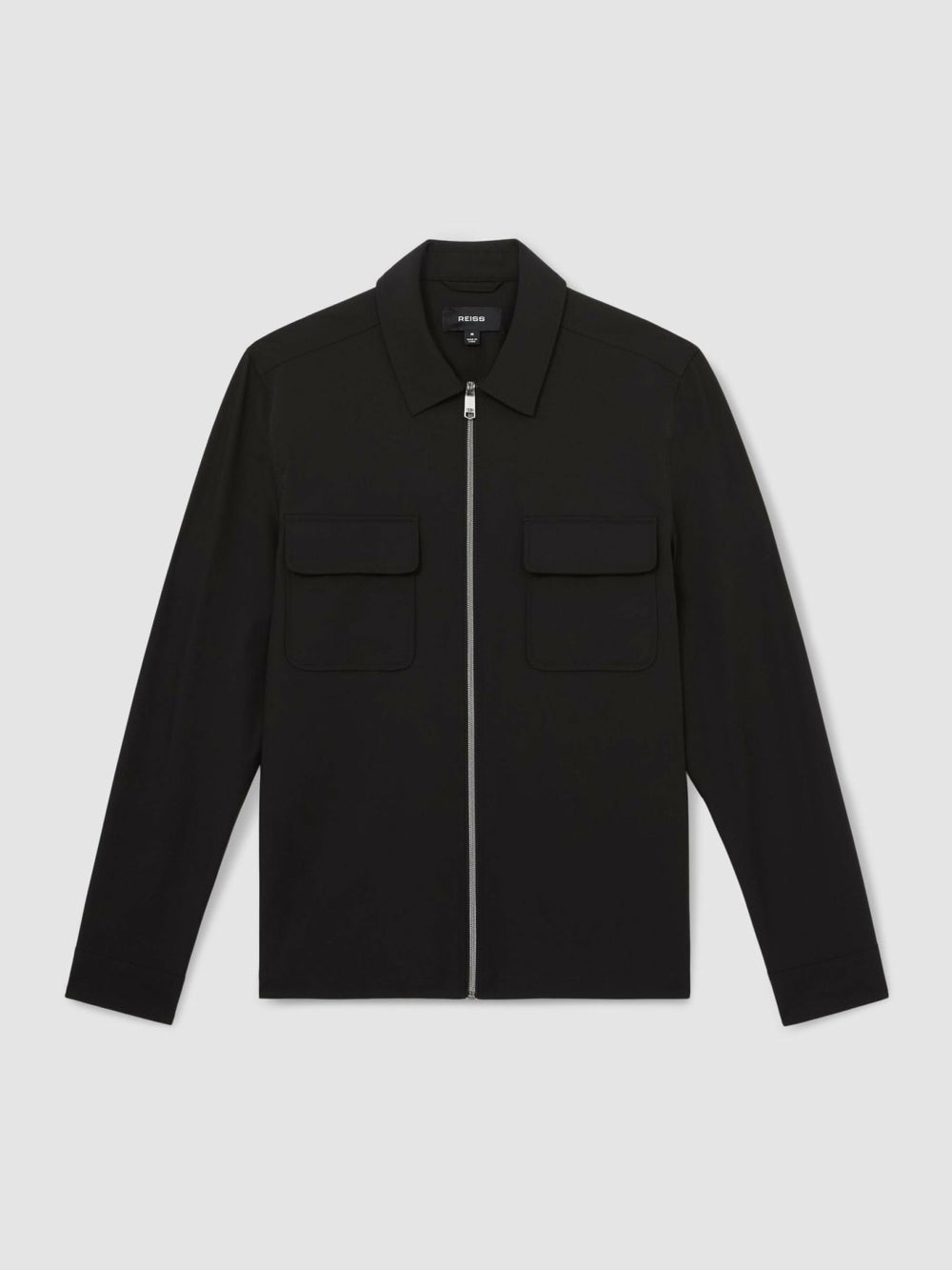 Men Technical Zip-Through Overshirt in Black