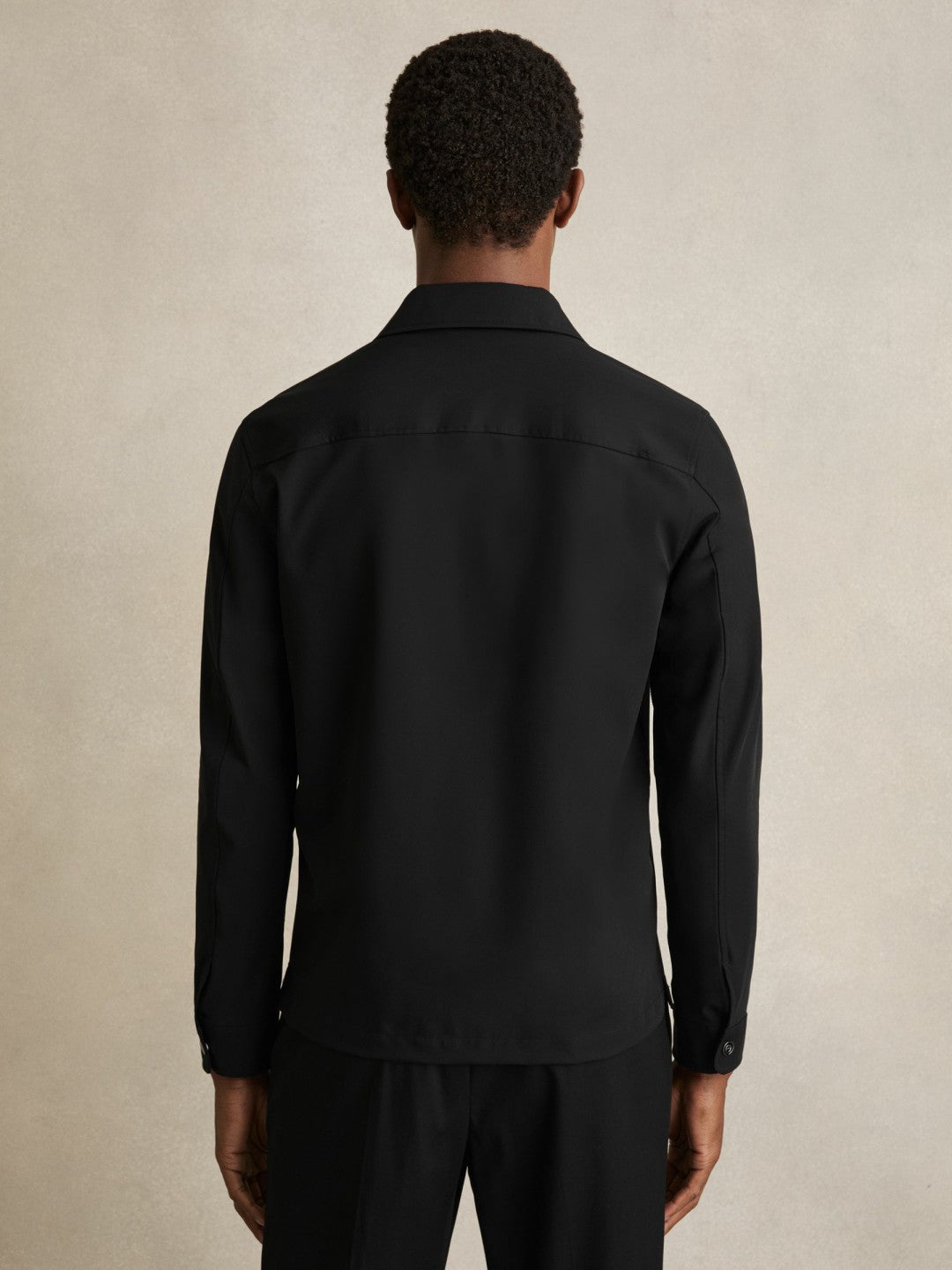 Men Technical Zip-Through Overshirt in Black