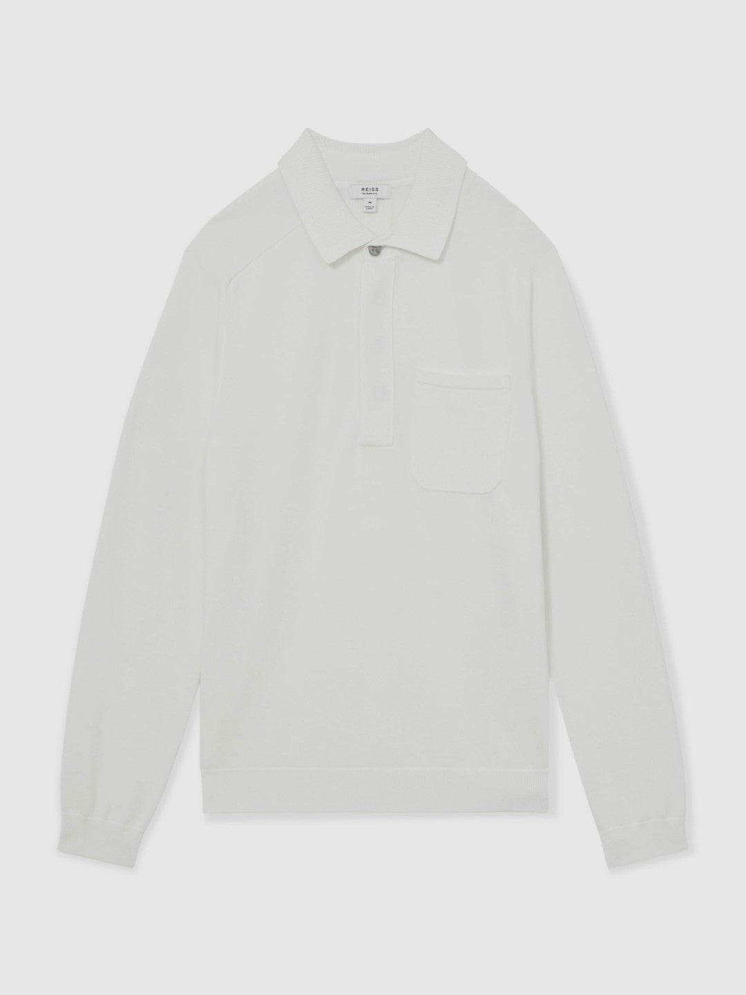Men Cotton Concealed Placket Polo Shirt in White