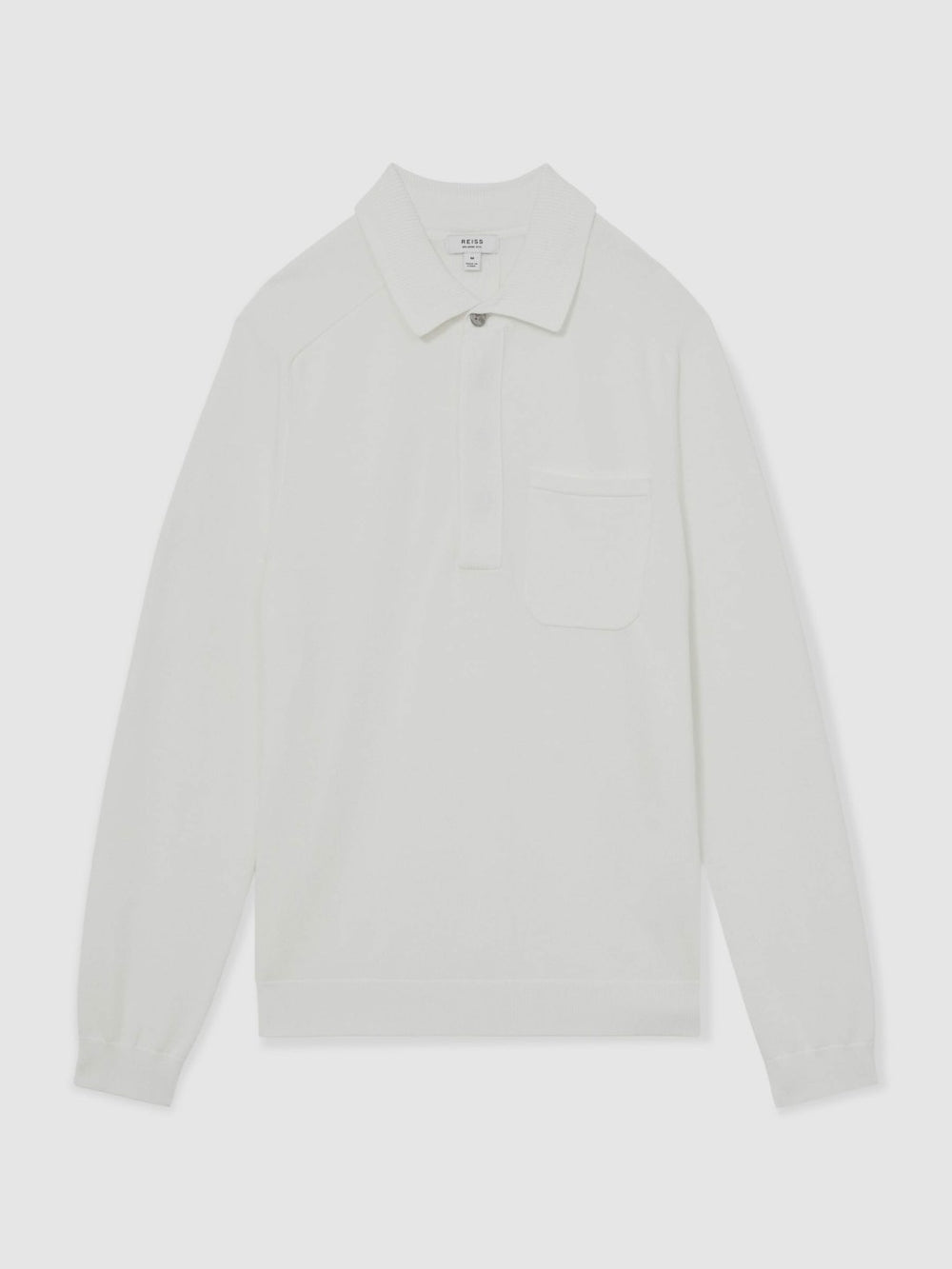 Men Cotton Concealed Placket Polo Shirt in White