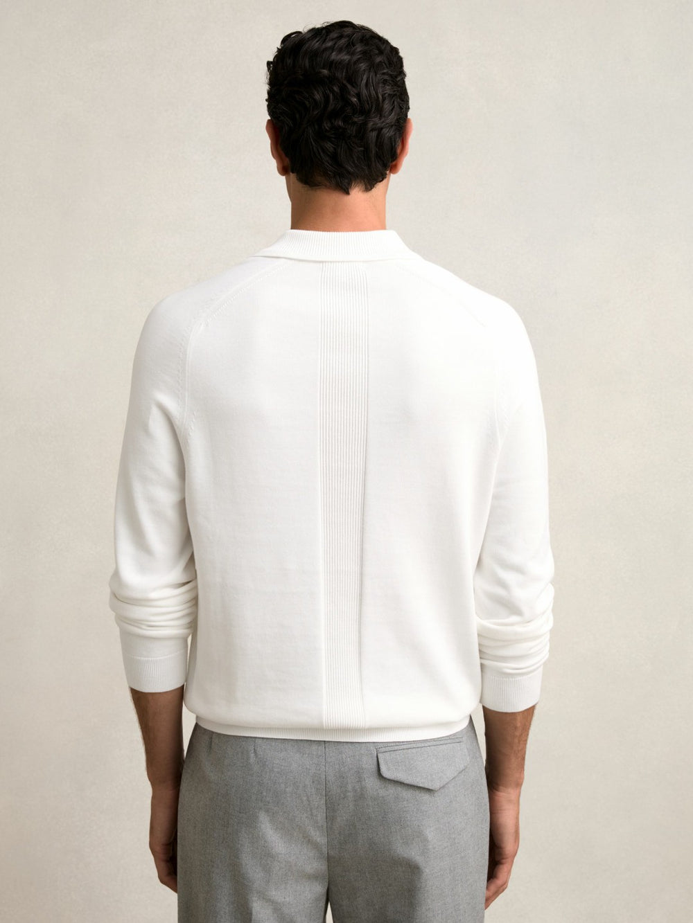 Men Cotton Concealed Placket Polo Shirt in White