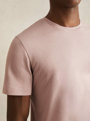 Men Cotton Crew Neck T-Shirt in Soft Pink