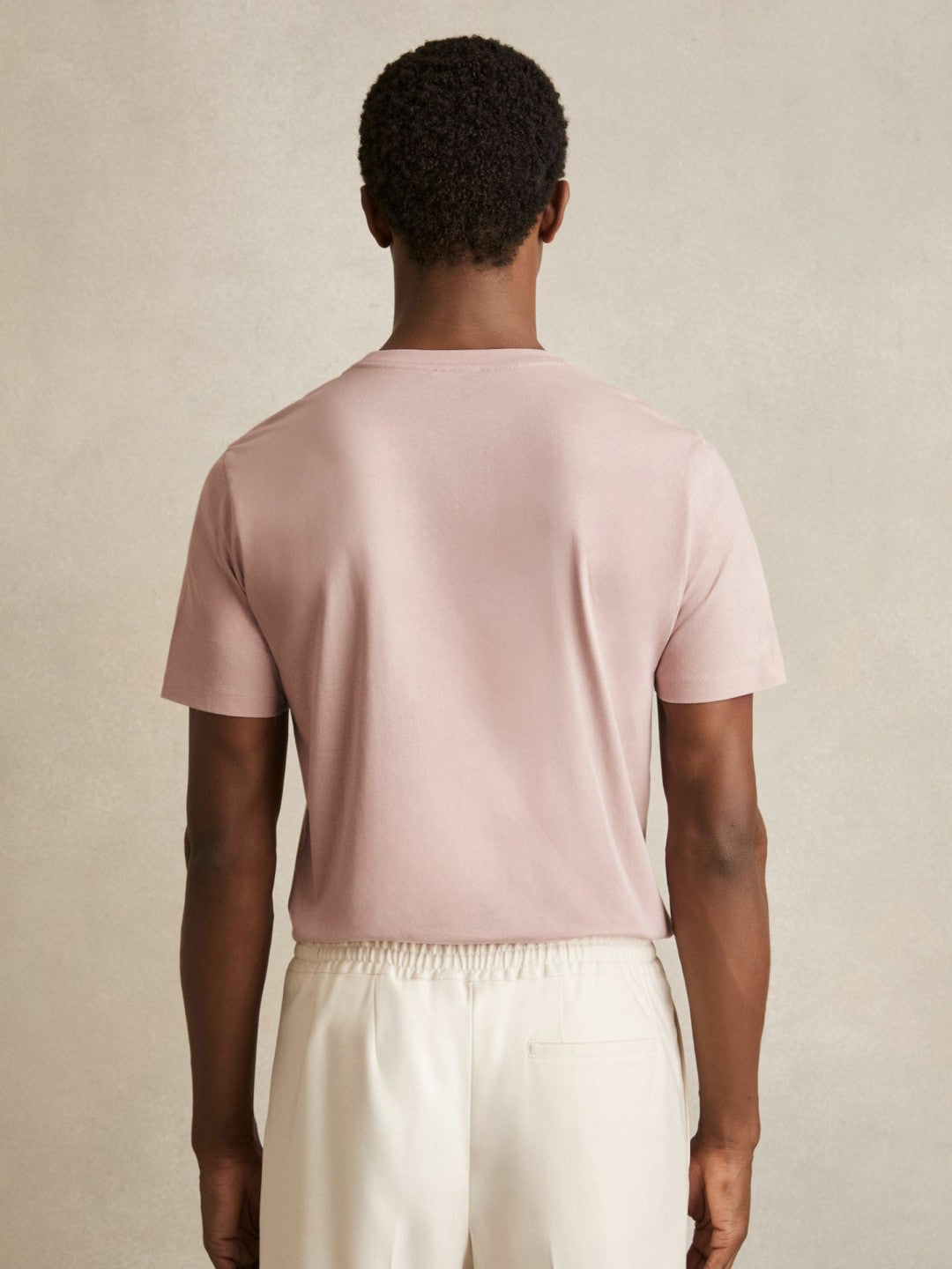Men Cotton Crew Neck T-Shirt in Soft Pink