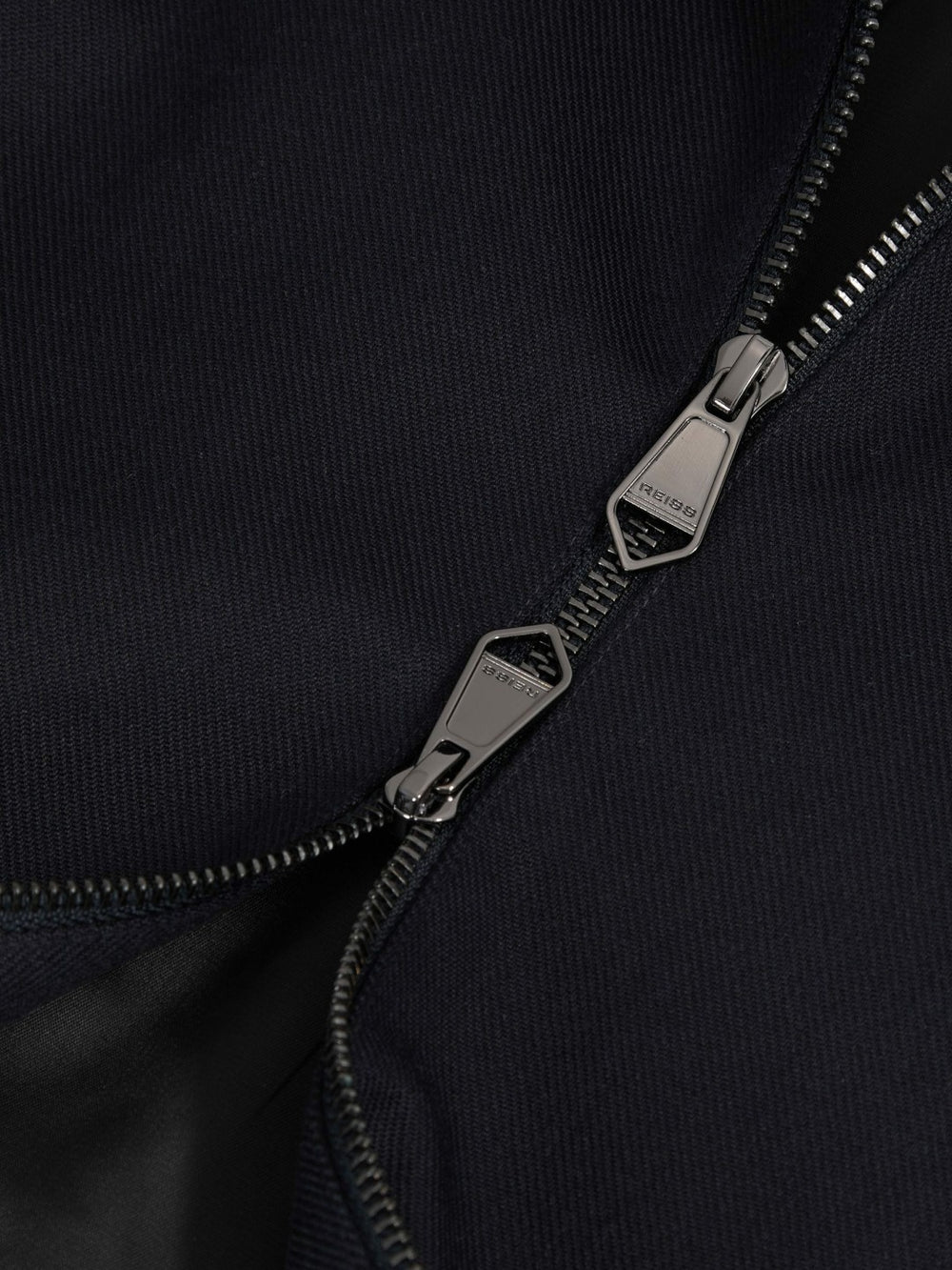 Men Lyocell-Cotton Zip-Through Twill Jacket in Navy