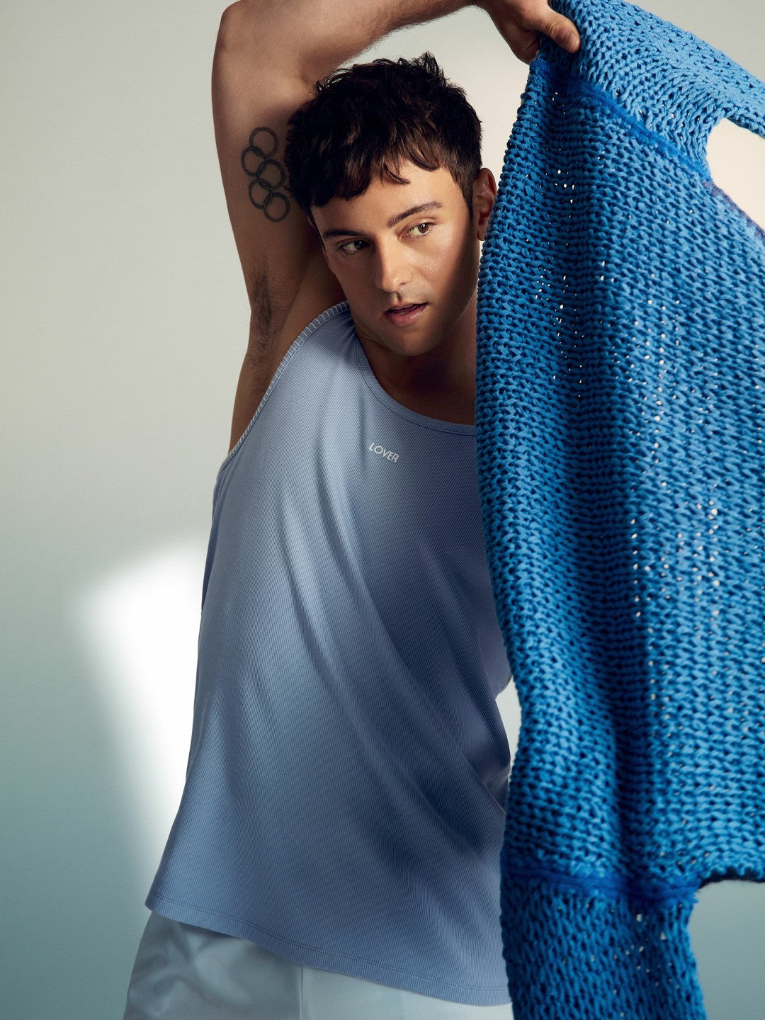 Men | Tom Daley Cotton Lover Vest with Stretch in Soft Blue