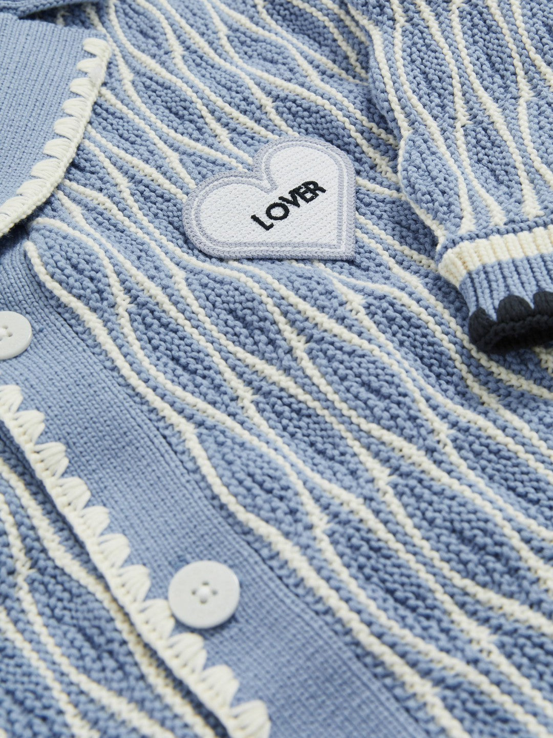 Men Tom Daley Wave-Knit Shirt in Soft Blue/White