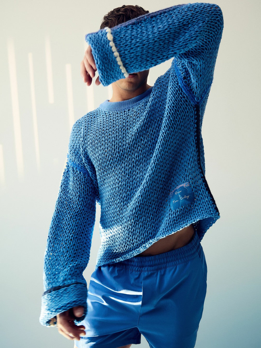 Men | Tom Daley Chunky Knit Jumper in Soft Blue