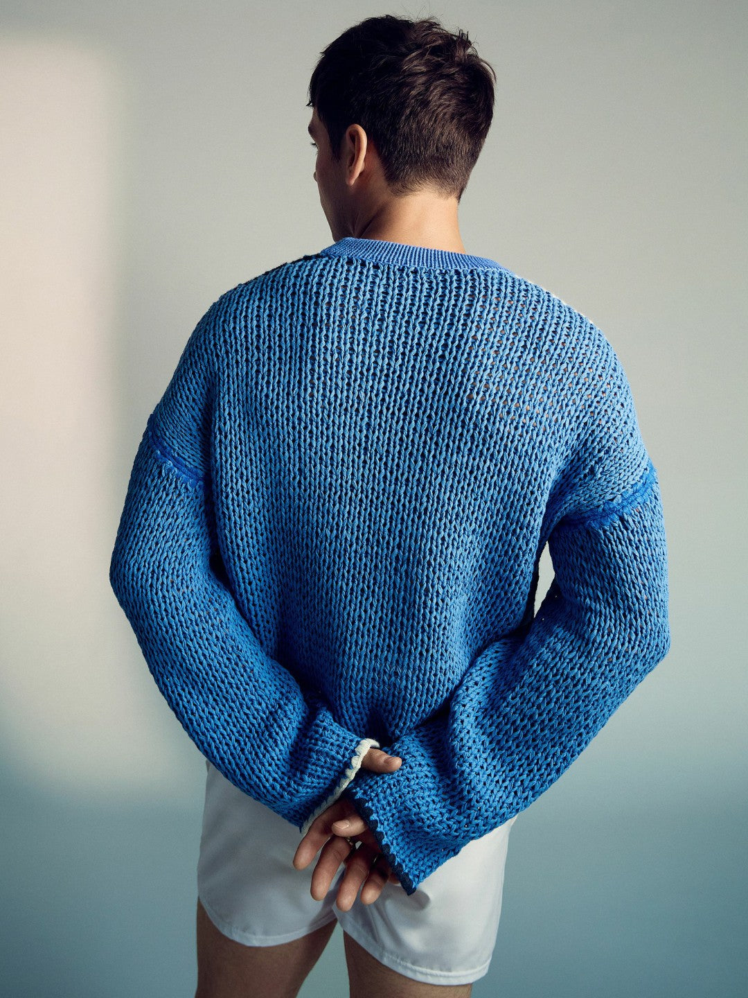 Men | Tom Daley Chunky Knit Jumper in Soft Blue