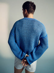Men | Tom Daley Chunky Knit Jumper in Soft Blue