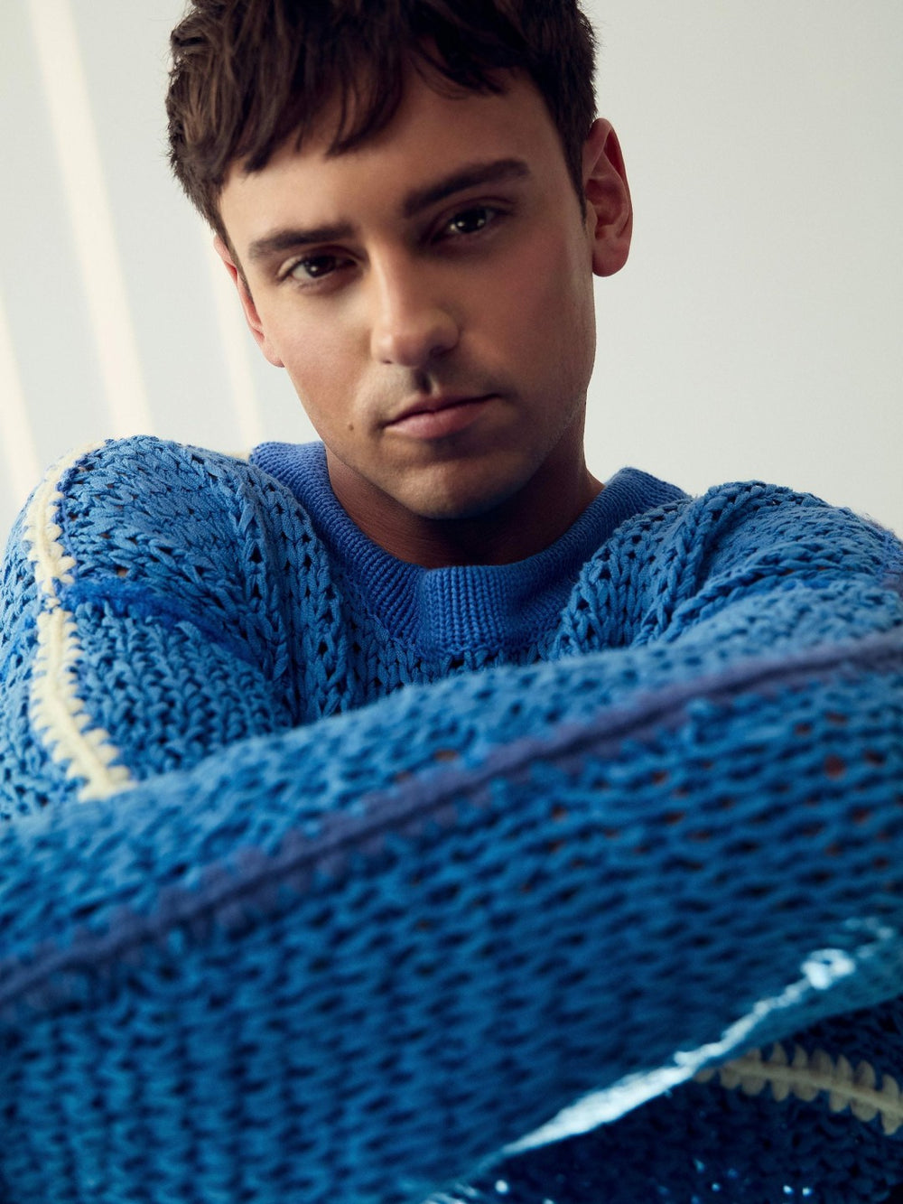 Men | Tom Daley Chunky Knit Jumper in Soft Blue