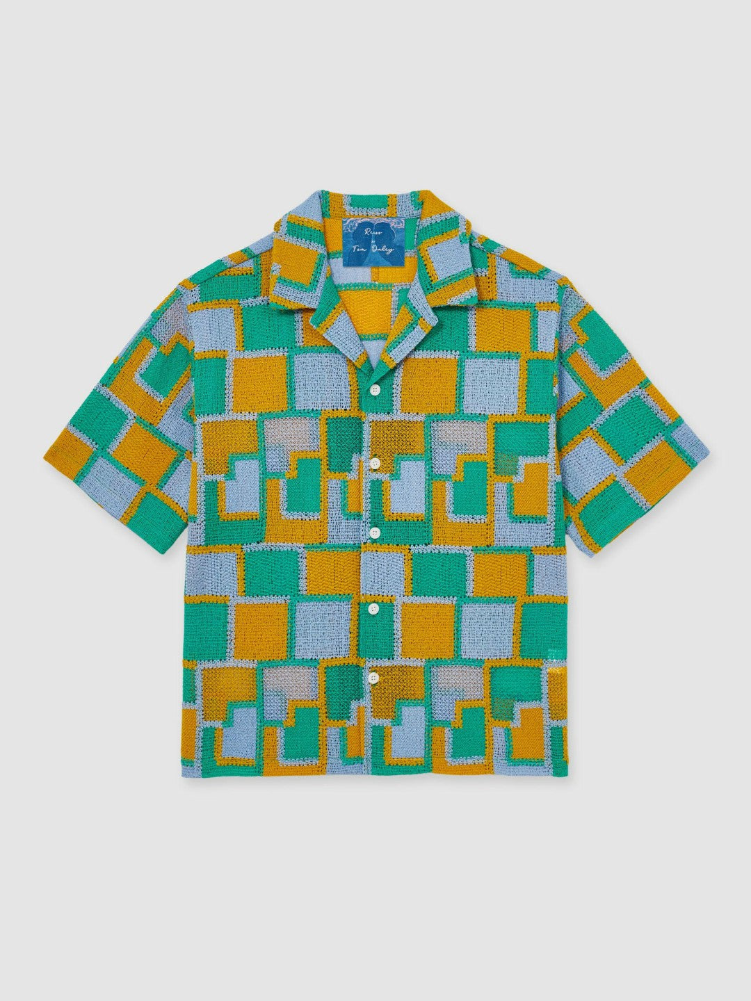 Men | Tom Daley Tile Crochet Shirt in Yellow/Green/Blue Multi