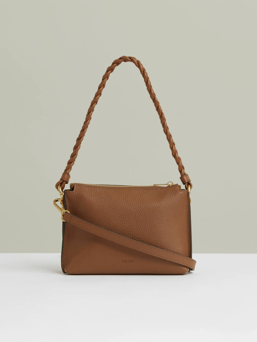 Women Suede Plaited-Strap Cross-Body Bag in Tan